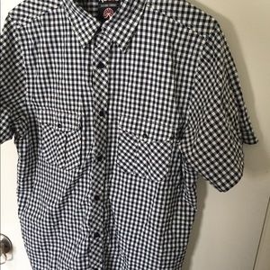 Short sleeve Blue and white button up shirt